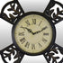 16" Black And Silver Heavy Duty Plastic Silent Analog Ornate Hexagon Wall Clock