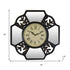 16" Black And Silver Heavy Duty Plastic Silent Analog Ornate Hexagon Wall Clock
