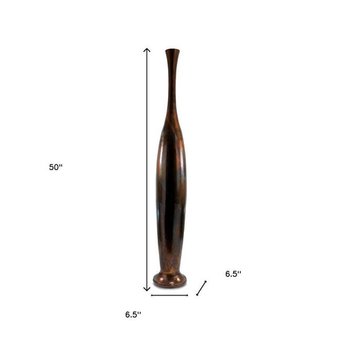 41" Burnished Brown Aluminum Floor Vase