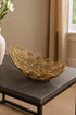 16" Gold Aluminum Abstract Circles Oval Decorative Bowl
