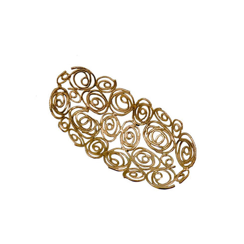 16" Gold Aluminum Abstract Circles Oval Decorative Bowl