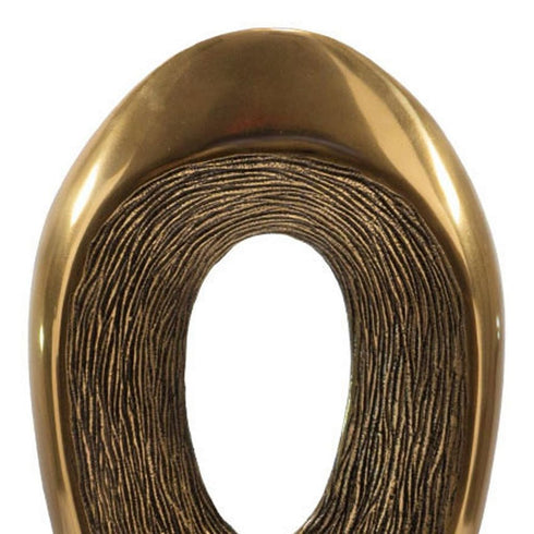 16" Gold And White Aluminum And Marble Abstract Tabletop Sculpture