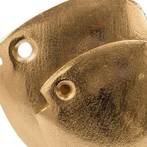 11" Gold And White Aluminum And Marble Fishes Tabletop Sculpture