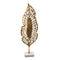 28" Gold And White Aluminum And Marble Leaf Tabletop Sculpture
