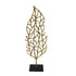 26" Gold And Black Aluminum And Marble Leaf Tabletop Sculpture