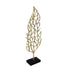 26" Gold And Black Aluminum And Marble Leaf Tabletop Sculpture