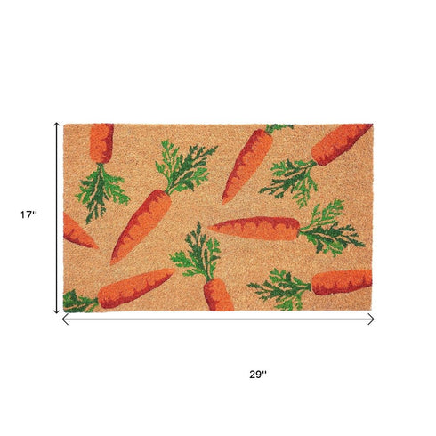 17" X 29" Natural And Orange Easter Carrots Coir Outdoor Door Mat