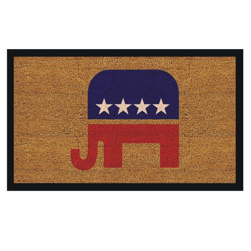 17" X 29" Natural Red White And Blue Republican Coir Outdoor Door Mat