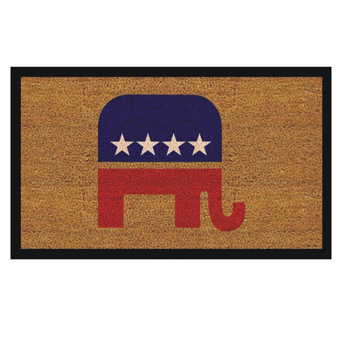 17" X 29" Natural Red White And Blue Republican Coir Outdoor Door Mat