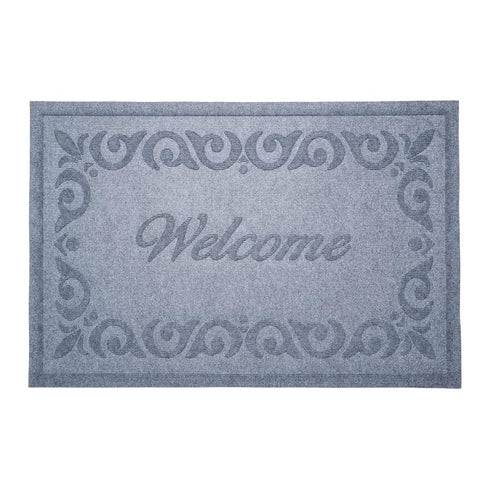 18" X 30" Gray Scrollwork Border Welcome Outdoor Polypropylene Door Mat