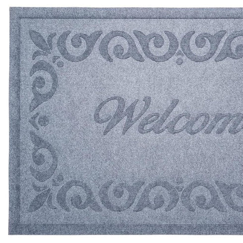 18" X 30" Gray Scrollwork Border Welcome Outdoor Polypropylene Door Mat
