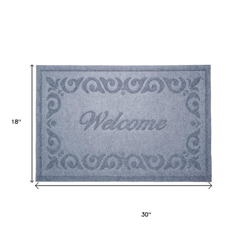 18" X 30" Gray Scrollwork Border Welcome Outdoor Polypropylene Door Mat