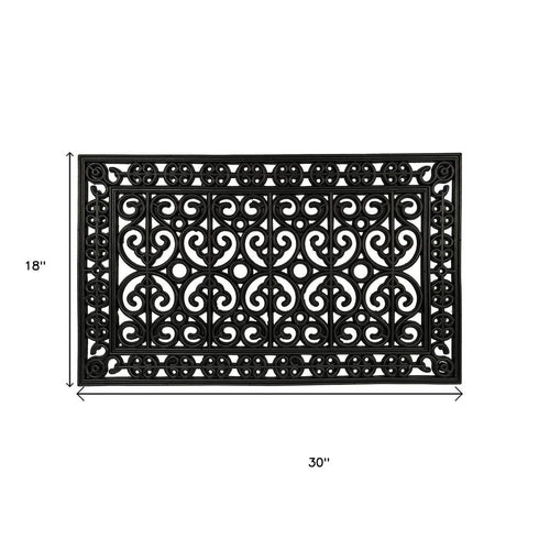 18" X 30" Black Scrollwork Outdoor Rubber Door Mat