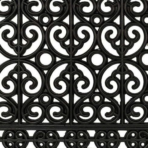 18" X 30" Black Scrollwork Outdoor Rubber Door Mat