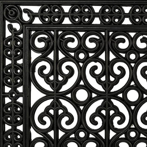 18" X 30" Black Scrollwork Outdoor Rubber Door Mat