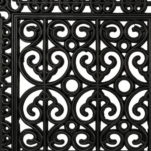 18" X 30" Black Scrollwork Outdoor Rubber Door Mat
