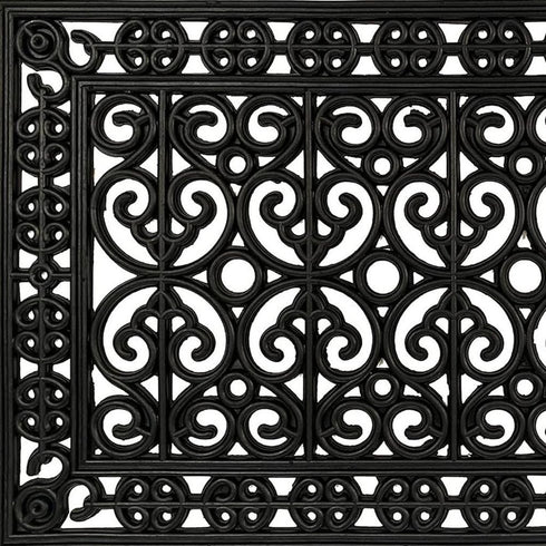 18" X 30" Black Scrollwork Outdoor Rubber Door Mat
