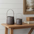 Set of Two Brown Wood And Steel Bucket Pot Planters