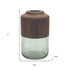 11" Brown And Sage Glass Round Table Vase With Wood