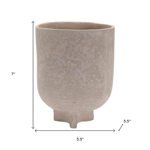 7" Beige Recycled Paper Urn Table Vase