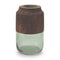 9" Brown And Sage Glass Cylindrical Table Vase With Wood