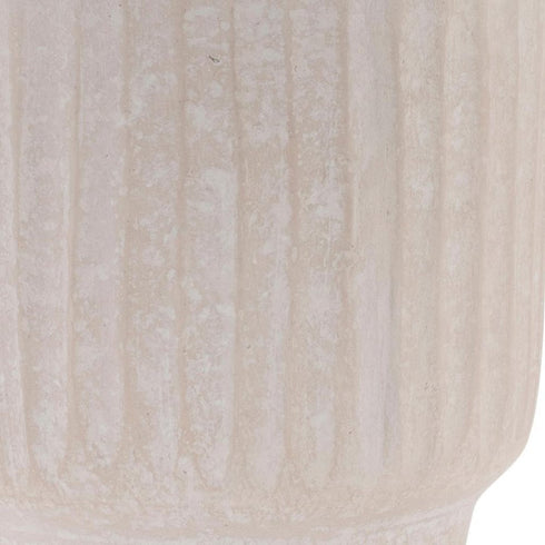 8" Beige Recycled Paper Textured Lines Urn Table Vase