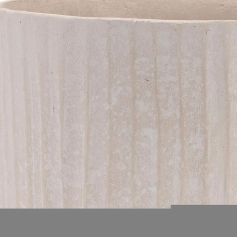 8" Beige Recycled Paper Textured Lines Urn Table Vase