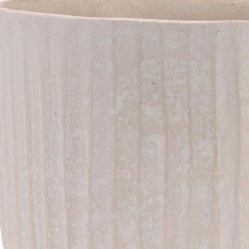 8" Beige Recycled Paper Textured Lines Urn Table Vase