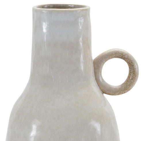 11" Gray And White Ceramic Round Table Vase
