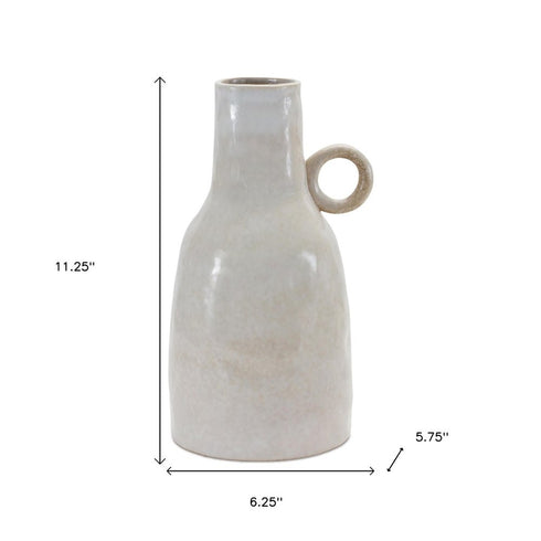 11" Gray And White Ceramic Round Table Vase
