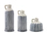Set of Three Off White And Blue Clay Checkered Jug Vases