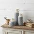 Set of Three Off White And Blue Clay Checkered Jug Vases
