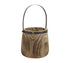 Set of Two Natural Wood And Steel Bucket Pot Planters