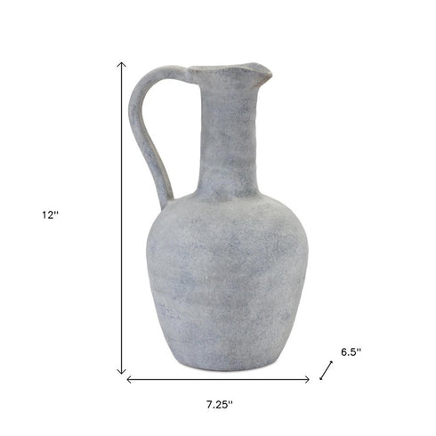 12" Gray Resin Round Pitcher Vase