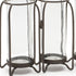 8" Black And Clear Glass And Metal Triple Test Tube Table Vase