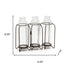 8" Black And Clear Glass And Metal Triple Test Tube Table Vase