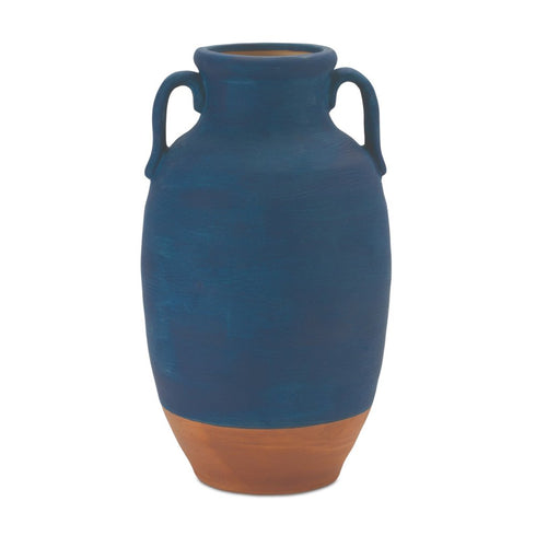 11" Blue Round Ceramic Urn
