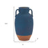 11" Blue And Terra Cotta Ceramic Urn Vase