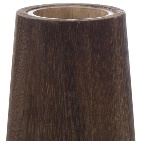 Set of Two Brown And Clear Glass Tapered Table Vases With Wood