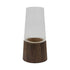 Set of Two Brown And Clear Glass Tapered Table Vases With Wood