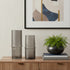 Set of Two Gray Glass Cylinder Table Vases