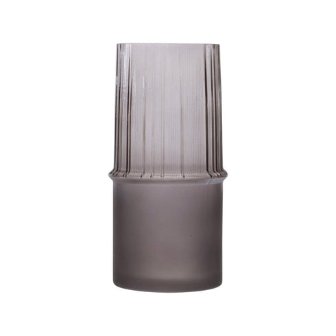 Set of Two Gray Glass Cylinder Table Vases