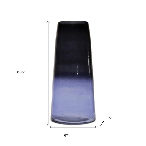 13" Blue Ombre Glass Tapered Table Vase