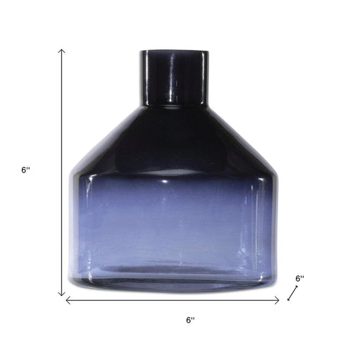6" Blue Ombre Glass Round Table Vase
