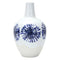 11" White And Blue Geometric Medallion Ceramic Urn Vase