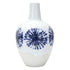 11" White And Blue Geometric Medallion Ceramic Urn Vase