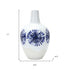 11" White And Blue Geometric Medallion Ceramic Urn Vase