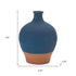 9" Blue And Terra Cotta Ceramic Round Urn