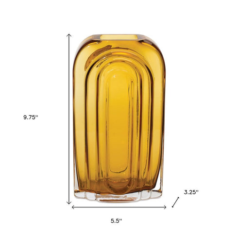 10" Amber Glass Table Vase