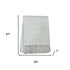 50" X 67" Cream And Light Gray Cotton Blend Woven Plaid Throw Blanket with Fringe